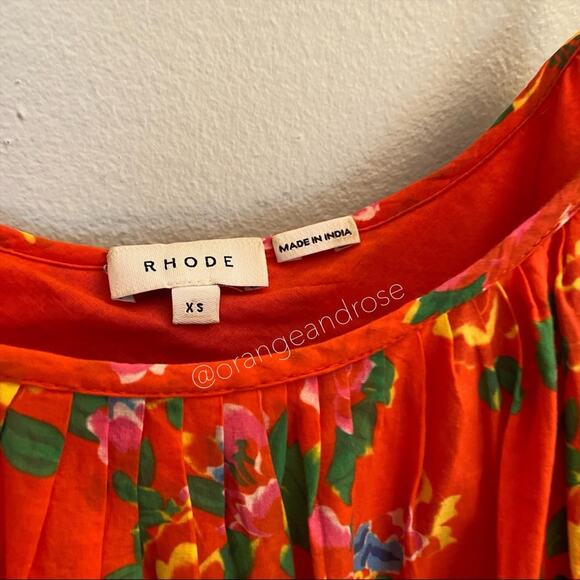 Rhode Resort Red Dazzle Floral Nala Braid Tropical Belted Mini Dress XS - Picture 3 of 13